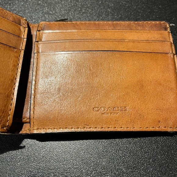 Coach Unisex Wallet Vintage Leather Black Brown Small Whipstitch - Picture 6 of 9